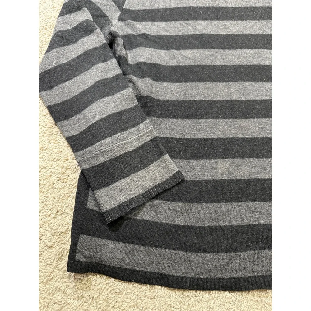 Express‎ Lambswool Striped V-Neck Sweater Grey Academia Preppy Office Grunge M